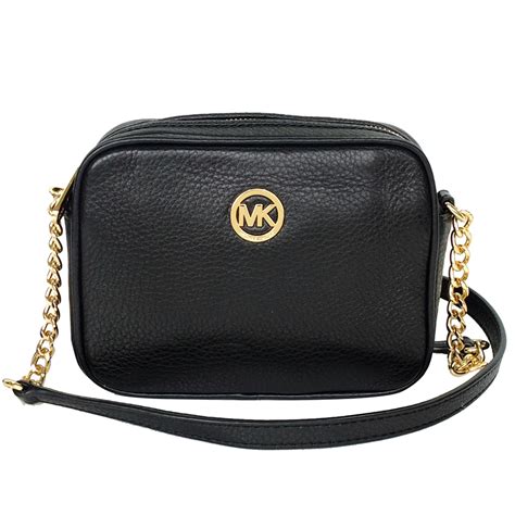 michael kors small black leather purse with tan cloth in|Michael Kors outlet black purse.